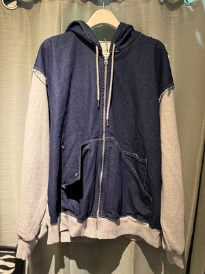 デニム×スウェットドッキングパーカー