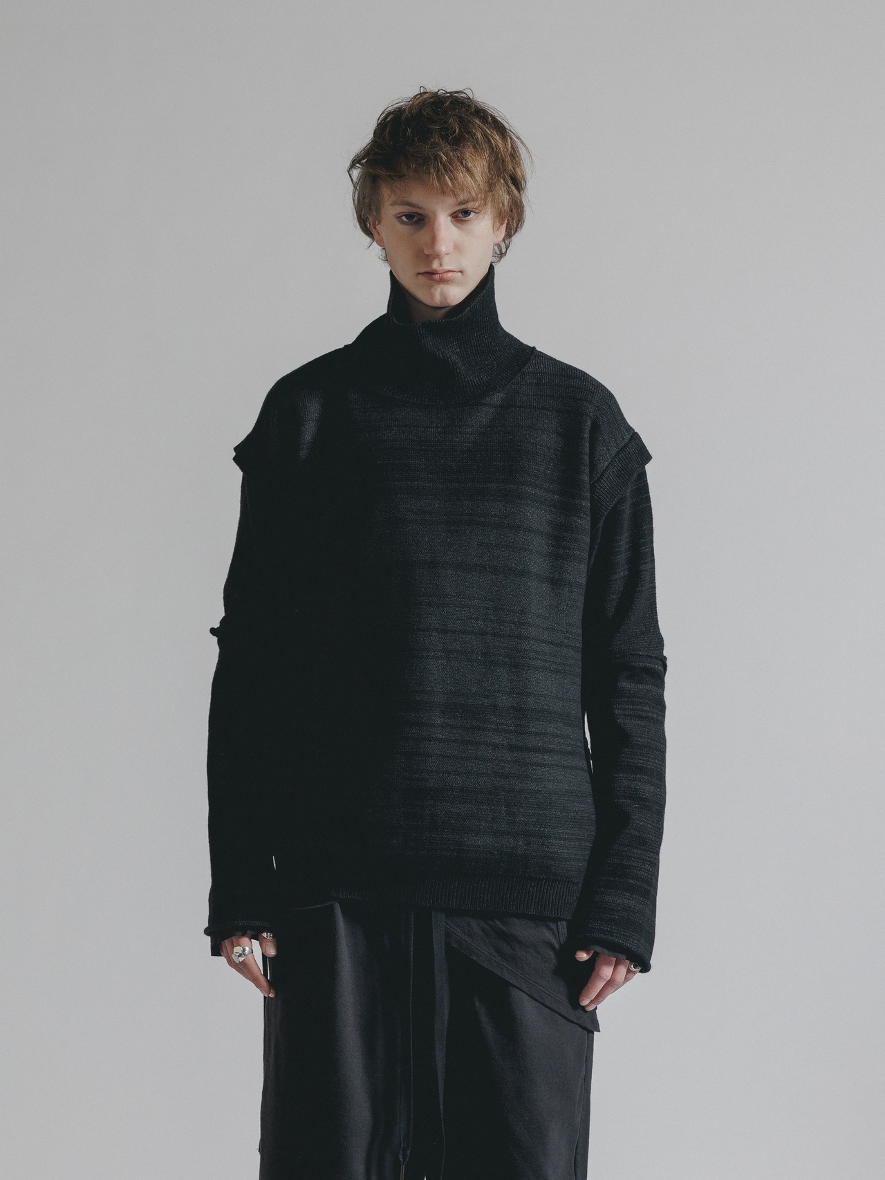 【26AW | MEN】 THE VIRIDI-ANNE ザヴィリディアン / MIX STRIPE TURTLE SWEATER / タートルニット VI403007 - 1