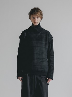 【26AW | MEN】 THE VIRIDI-ANNE ザヴィリディアン / MIX STRIPE TURTLE SWEATER / タートルニット VI403007