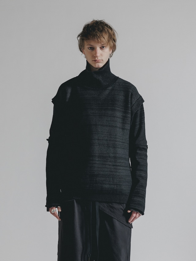 【26AW | MEN】 THE VIRIDI-ANNE ザヴィリディアン / MIX STRIPE TURTLE SWEATER / タートルニット VI403007