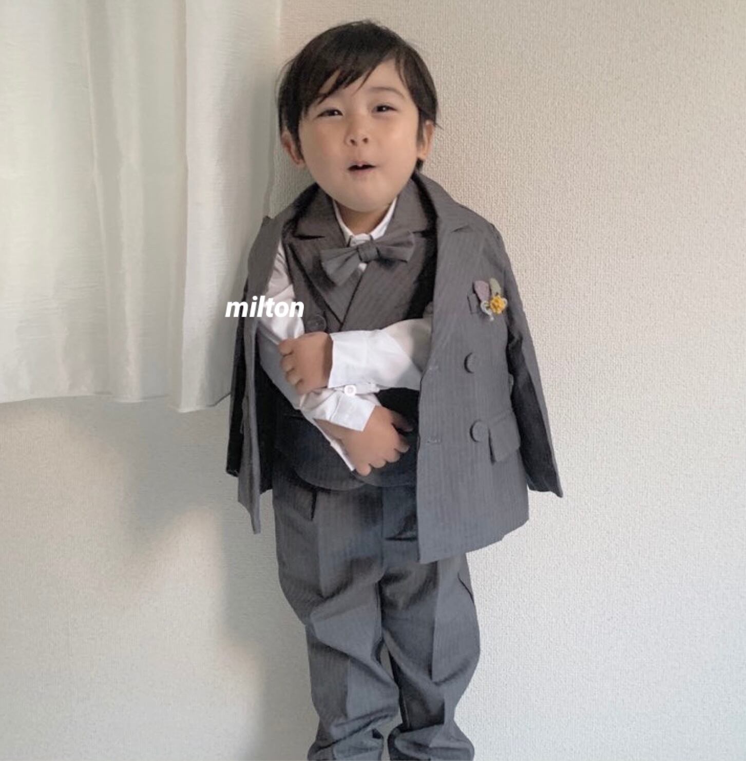 子供用フォーマルスーツセット（グレー）120cm 卒園式 5点セット グレー フォーマルスーツ 男の子 120 卒業式 入学式