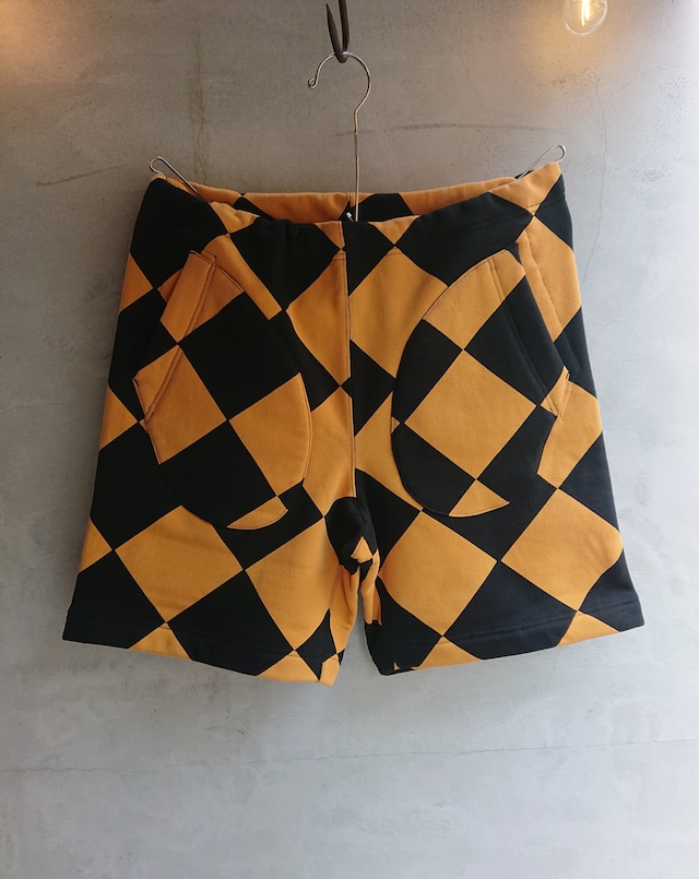 Sick and Tired "G-1 LINE CREW SHORT PANTS" Yellow/Black Daiamond Print