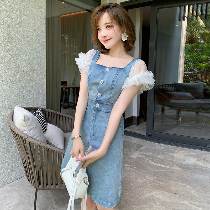 メッシュウェストドレス サマー 夏物 スクウェア ステッチ MIUCO28577811258