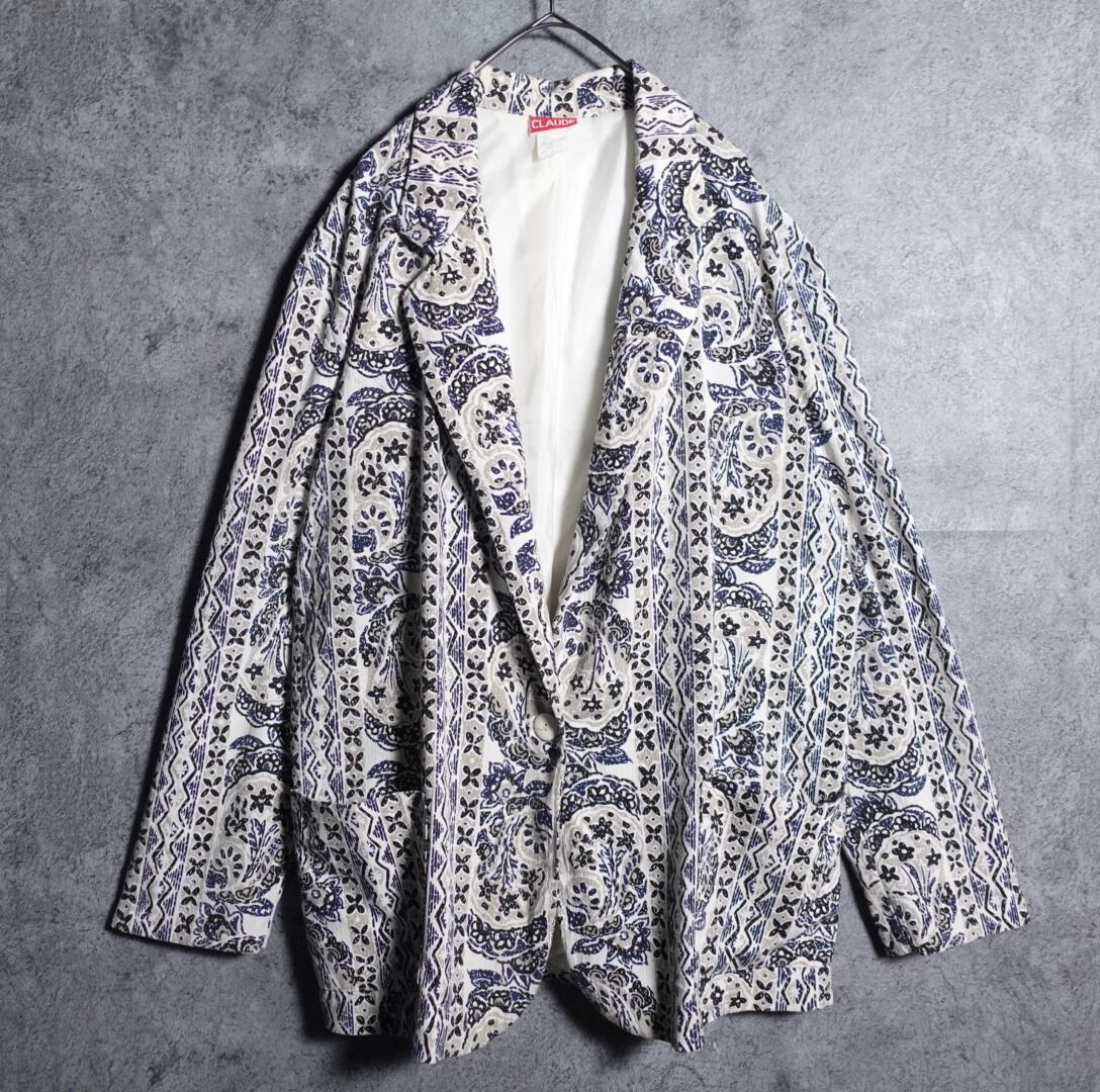 Floral stripe pattern easy tailored jacket