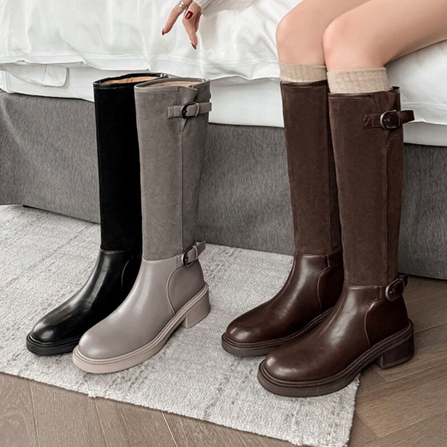 【34-41】Suede combi long boots　M1287