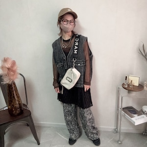 sheer fringe camisole OP【Black】