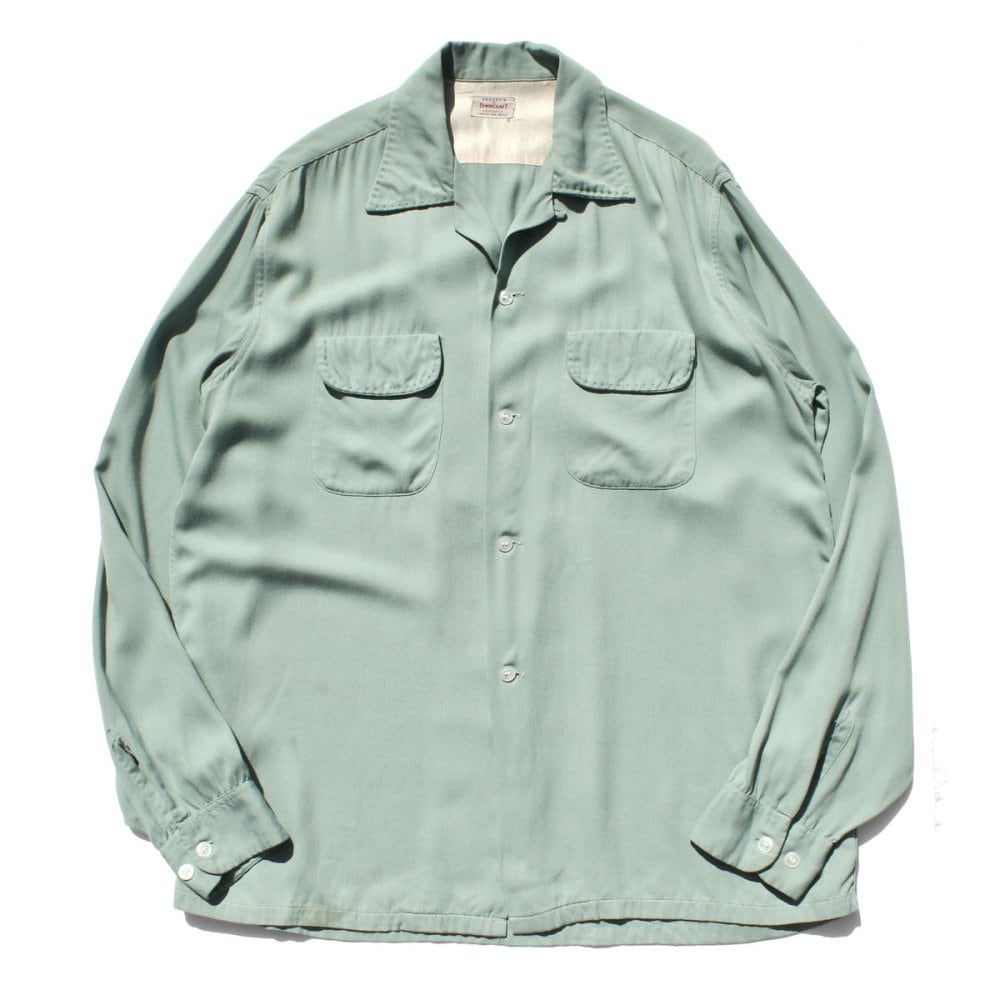 Vintage L/S Loop Collar Rayon Gabardine Shirt [penneys
