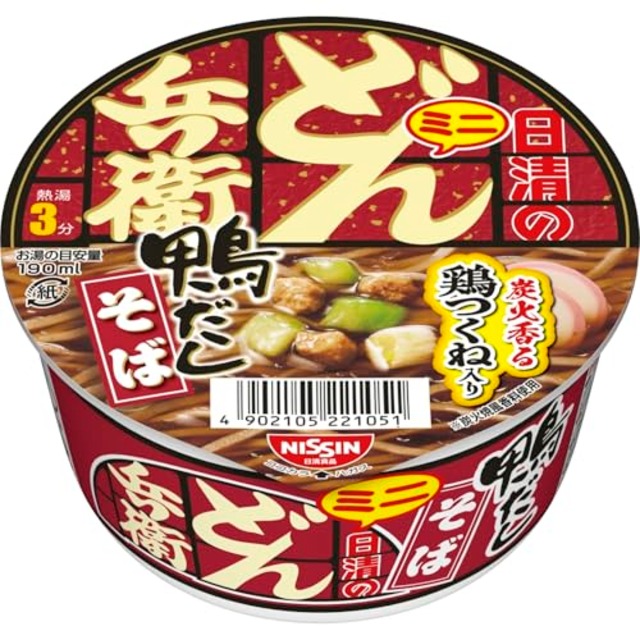 どん兵衛 鴨だしそばミニ [旨味たっぷり鶏つくね] 日清食品 カップ麺 46g×12個
