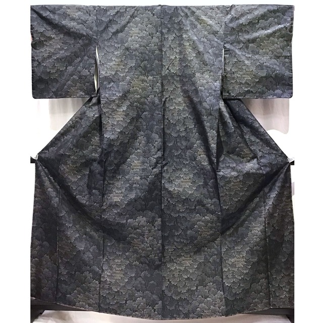 着物・紬・アンサンブル・黒系地・No.200701-2052・梱包サイズ80