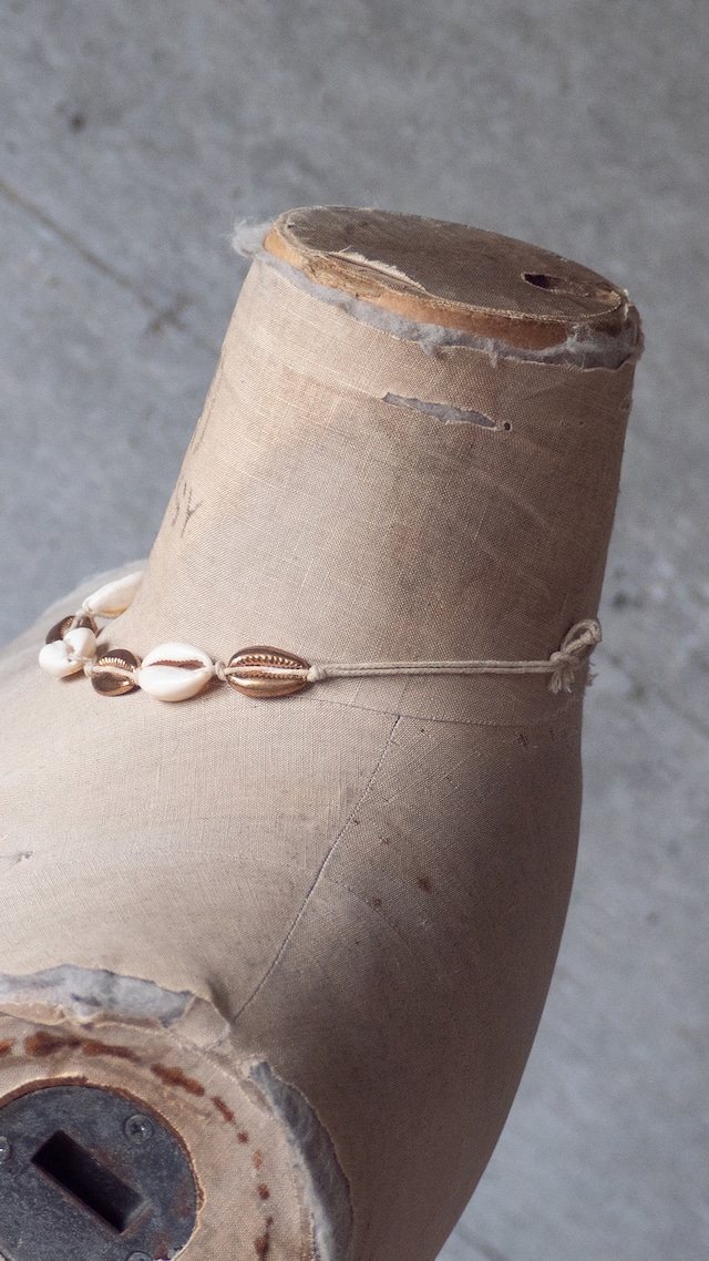unknown used Cowrie and brass necklace