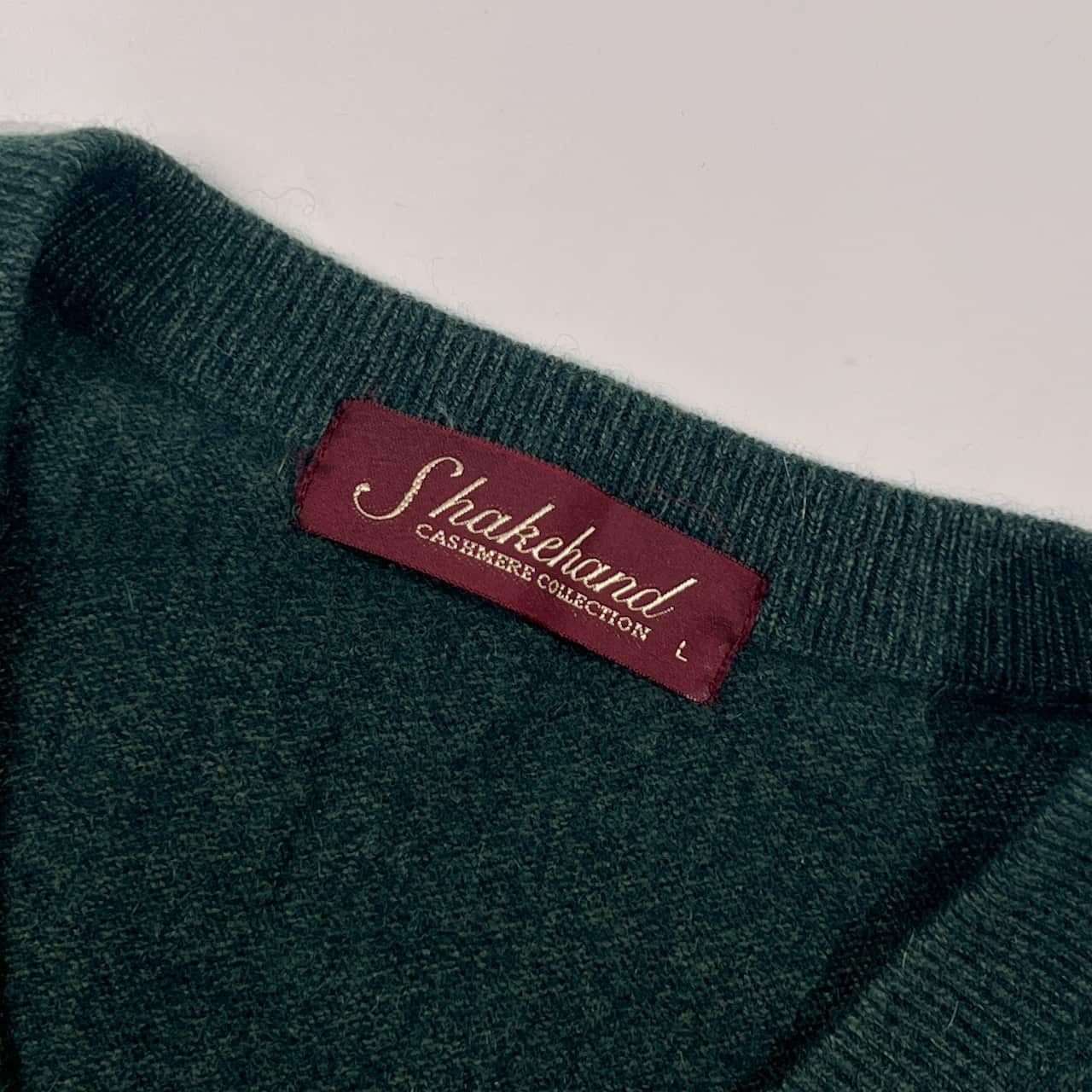 カシミヤ100% Shakehand  シェイクハンド ニット ベスト L/グリーン メンズ