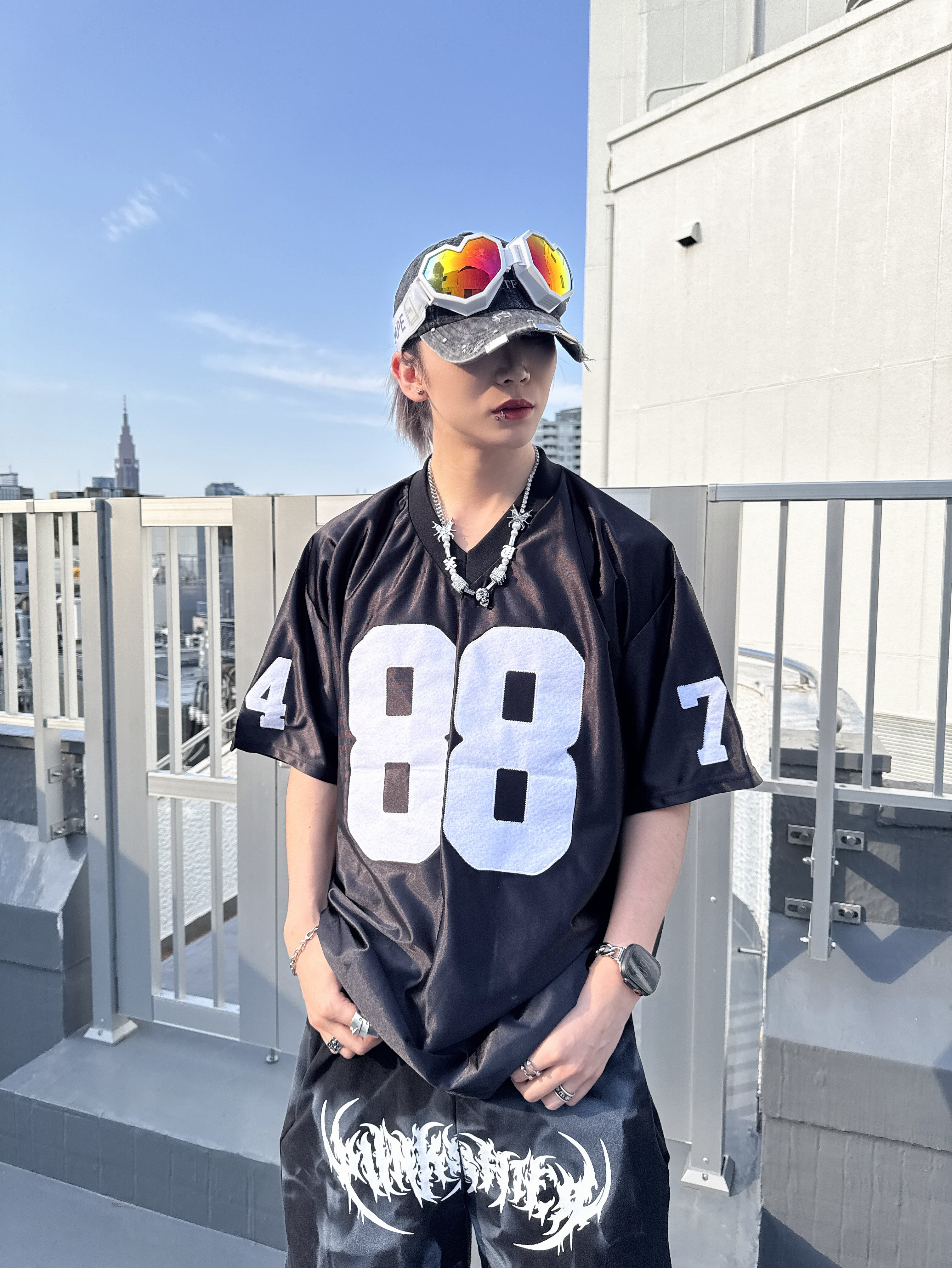 88ロングストリートTシャツ ストリート グランジ | 韓国系ユニセックス