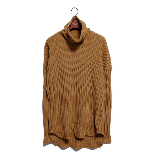 Enharmonic TAVERN Big Waffle Volume Neck Tops -camel <LSD-AH3T5>