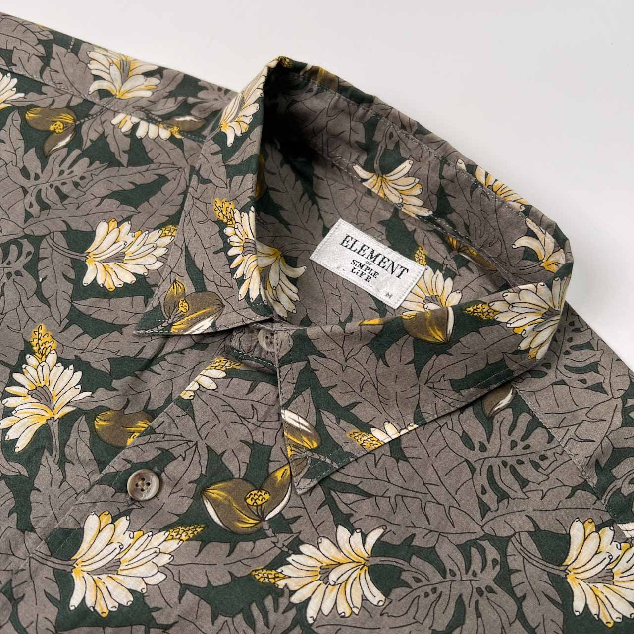90s SIMPLE LIFE シンプルライフ ELEMENT エレメント 総柄 半袖シャツ サイズ M /メンズ/グレー系/レナウン/ビンテージ