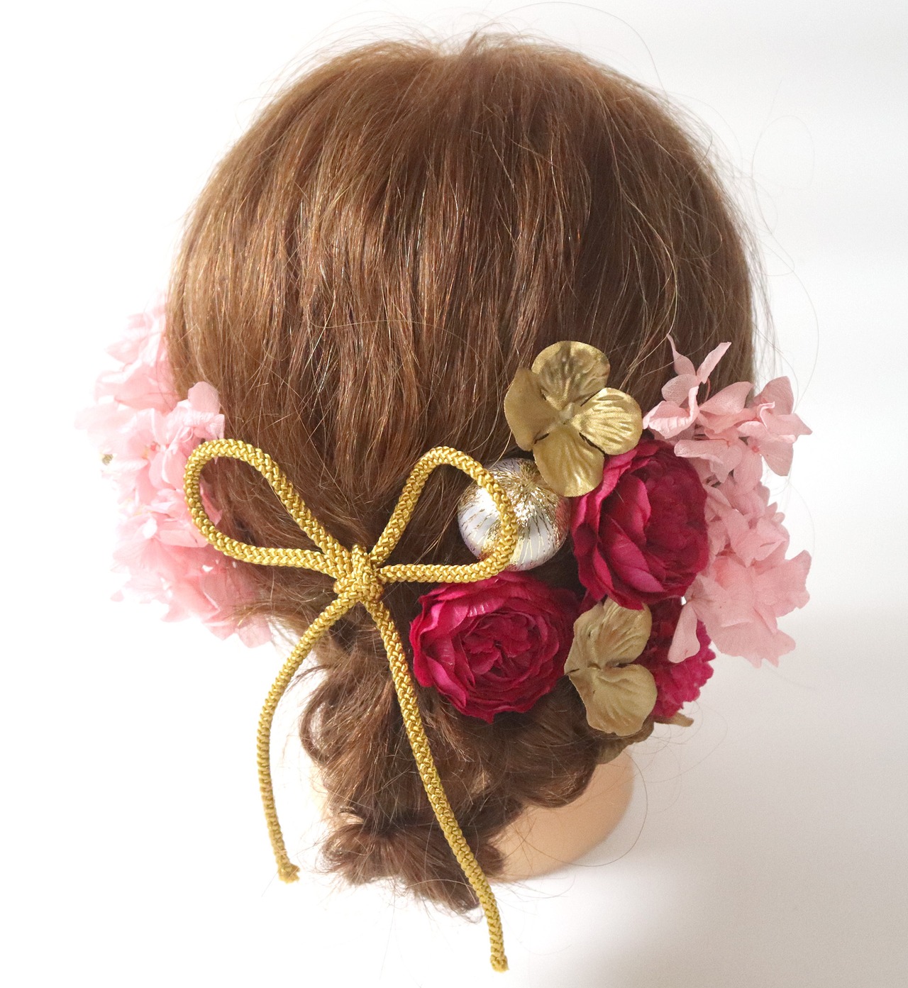 成人式　ウエディング　バーガンディ×ピンクアジサイ