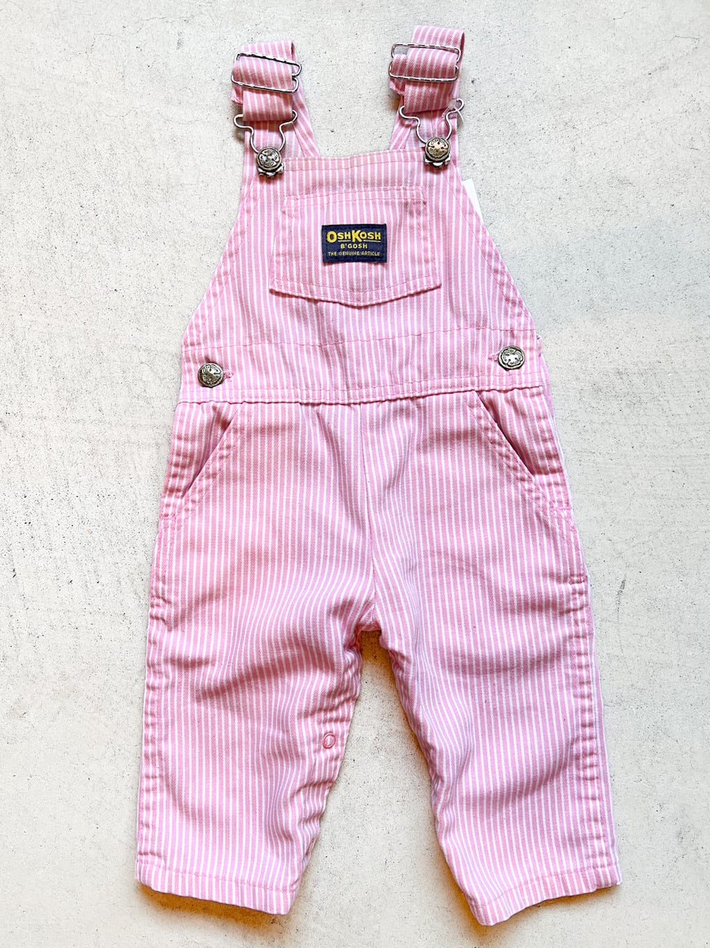 【70cm】VINTAGE 80'S オシュコシュ ピンクヒッコリー オーバーオール【b221】