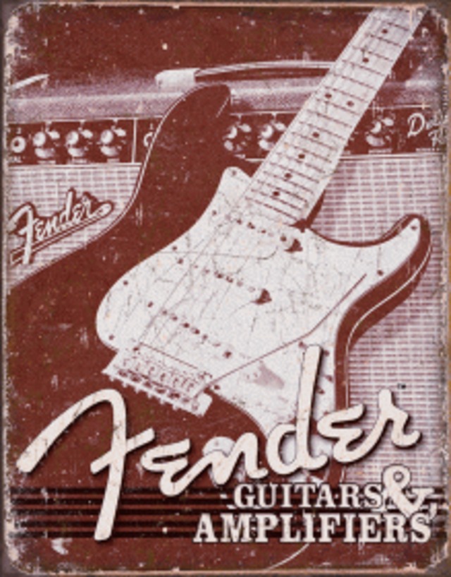 ！ フェンダー　ギター　Fender 【ブリキ看板】 【ティンプレート】1860