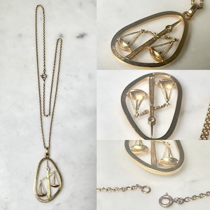 vintage BOUCHERON k18 gold zodiac pendant necklace " libra "