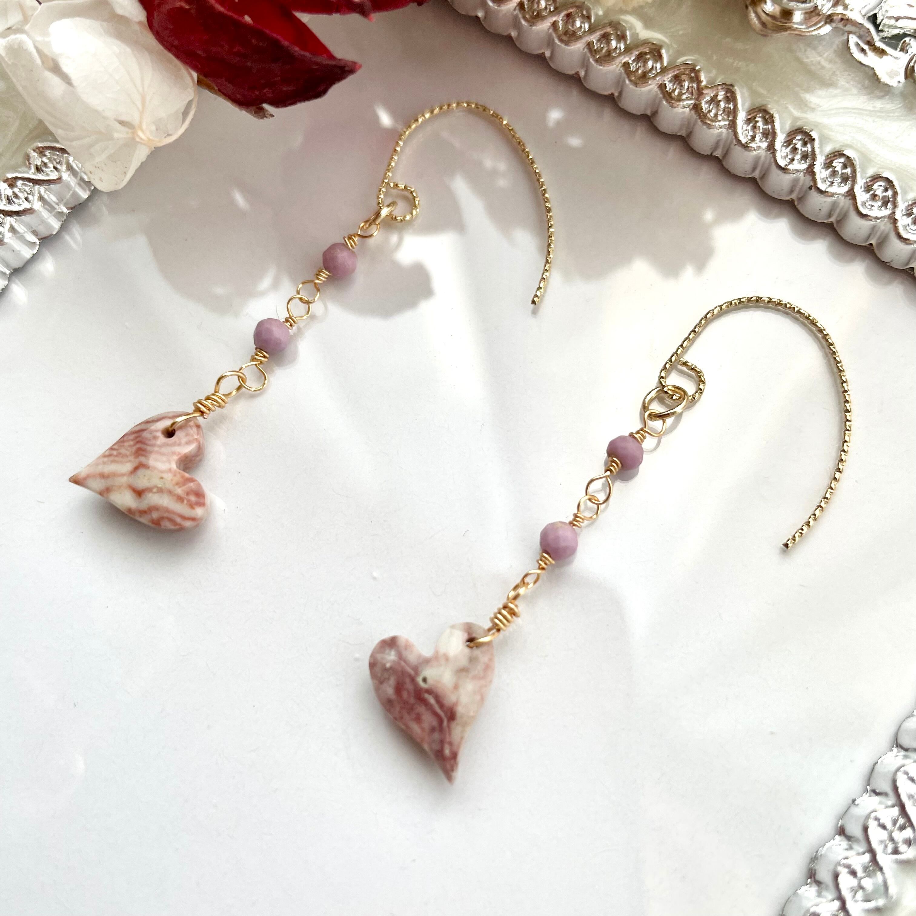 ロジータジャスパー　ハートチェッカーカット　一連 ロジータジャスパー ハートチェッカーカット 1連 | Node Jewelry