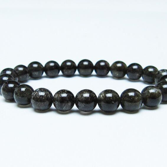ブラックルチルクォーツ ブレスレット 9mm ブラックトルマリン トルマリネイテッドクォーツ 一点物 メール便可 [M便 1/10] 111-47090