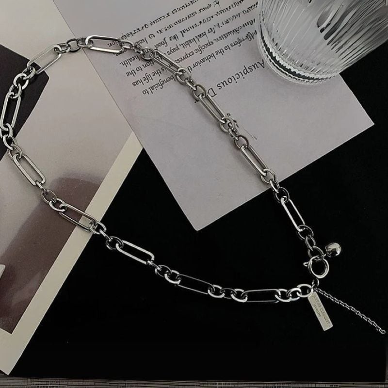 Ball charm square ring necklace V2440