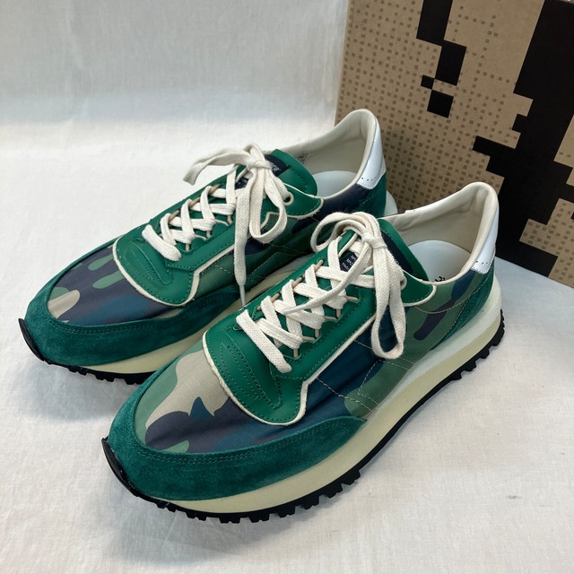 "未使用品" 44 HIDNANDER "TENKEI" GREEN CAMO SNEAKER