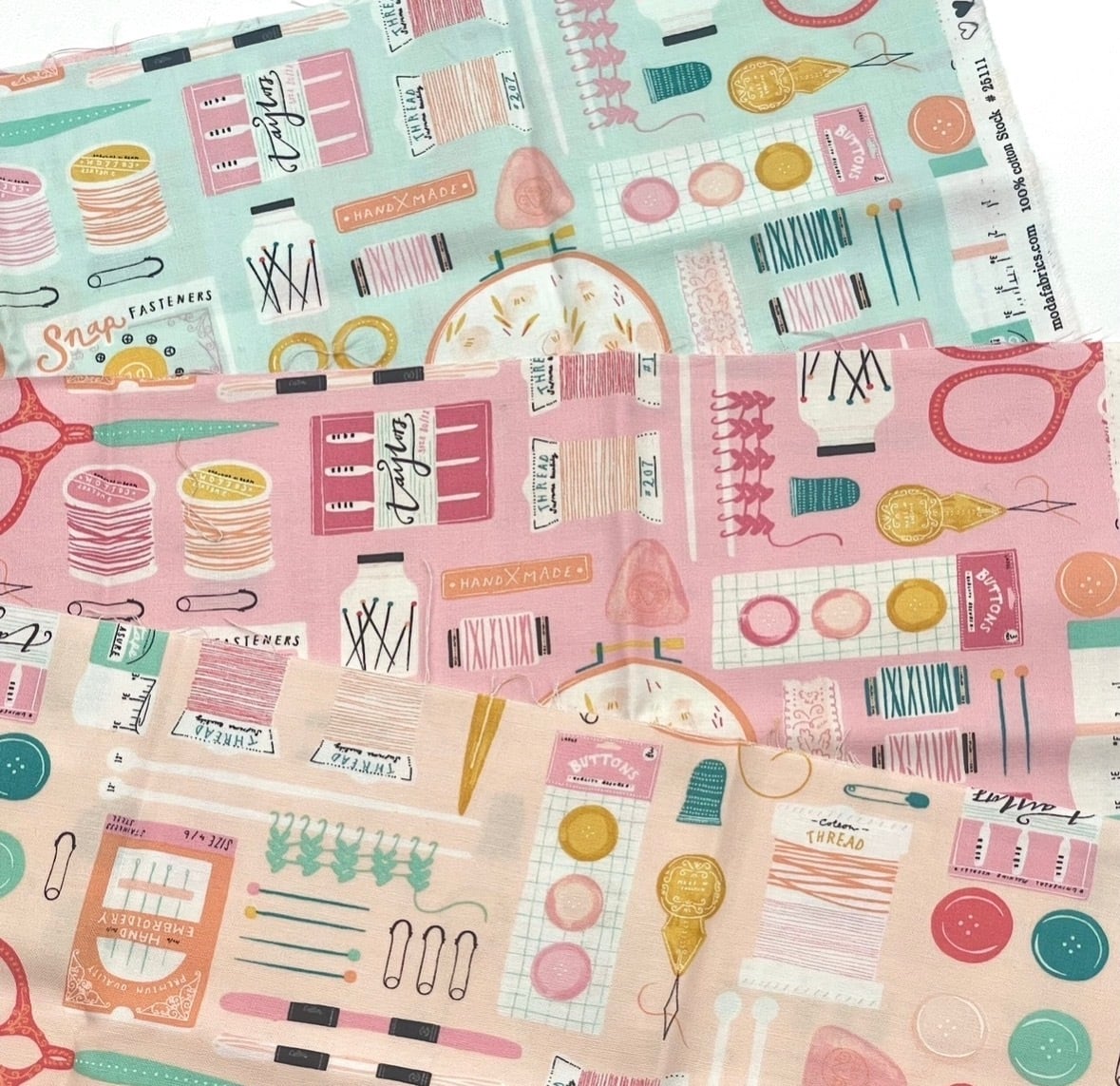 布 ソーイング柄 3色 30cmからのオーダーカット moda