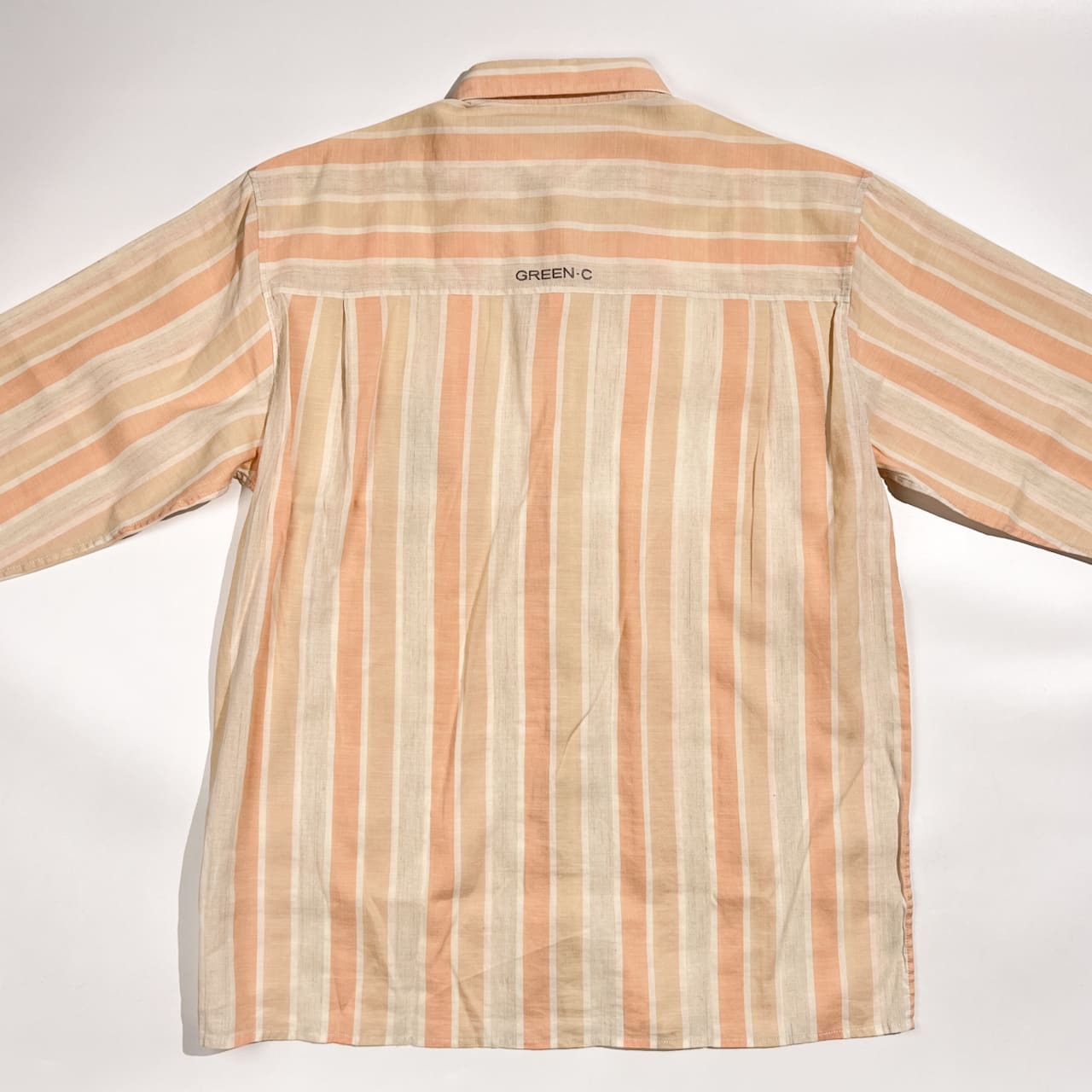 リネン混 GREEN CLUBS グリーンクラブ ワーナー ロードランナー ストライプ BD ボタンダウン 長袖シャツ 4/オレンジ系 メンズ