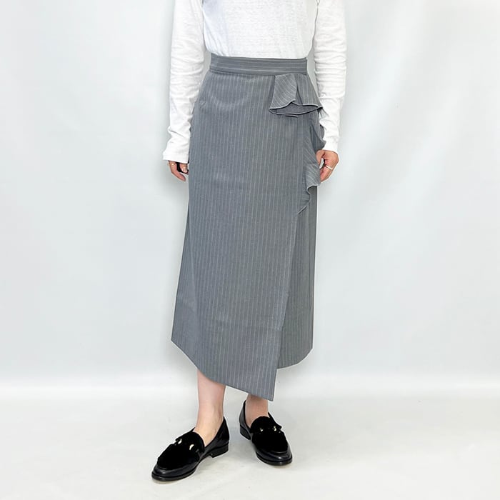 MARILYN MOON マリリンムーン warm pinstripe wrap skirt 4253-138