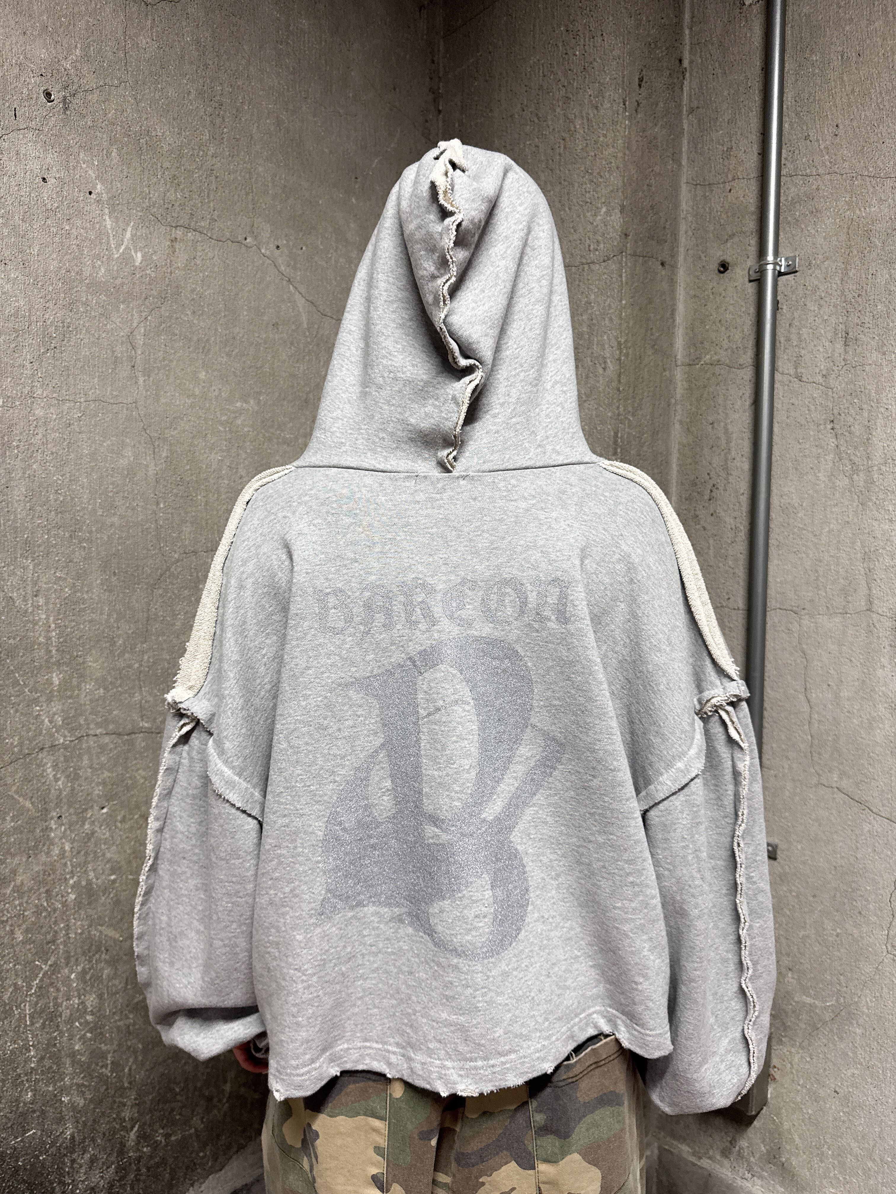 BARCON ダメージ切り替えパーカー グランジ ストリート Y2K | 韓国系