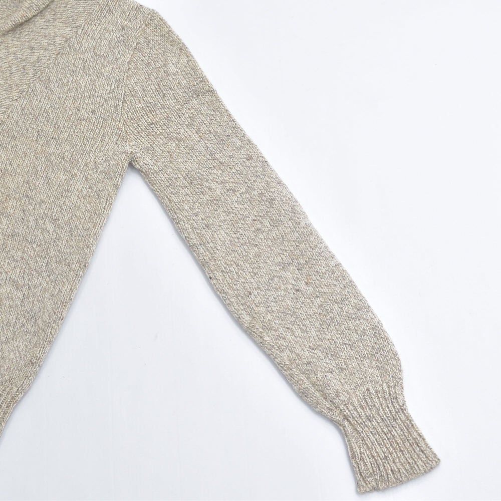 70s USA古着 ベージュ デザインニット レトロ セーター vintage 70s アメリカ製 Vintage ILGWUタグ付き ショールカラーデザイン ヘチマ