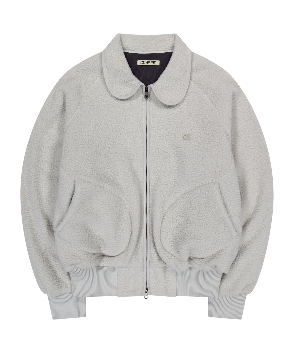 COYSEIO] ROUND COLLAR FLEECE JACKET LIGHT GREY 正規品 韓国ブランド