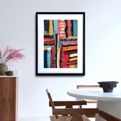 Color Symphony｜赤・青・黄が奏でる抽象アートポスター｜色彩のリズムとエネルギーが空間を鮮やかに満たすモダンインテリアA3ポスター