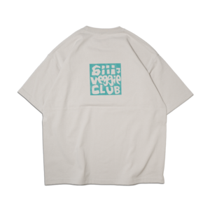 siii "VEGGIE CLUB" MAGNUM BIG S/S TEE GREIGE-turquoise print