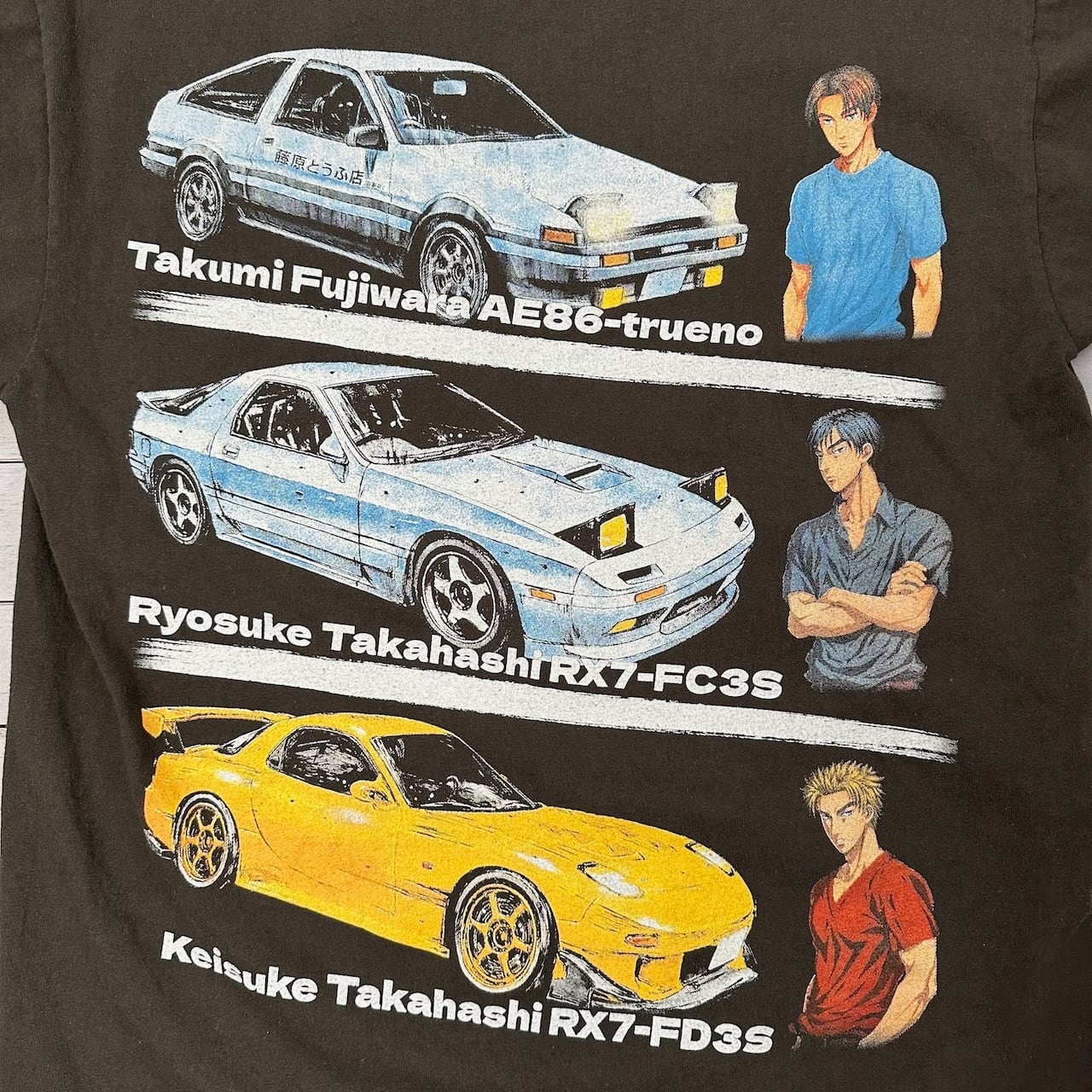 頭文字D 両面プリント シングルステッチ キャラクタープリント アニメT