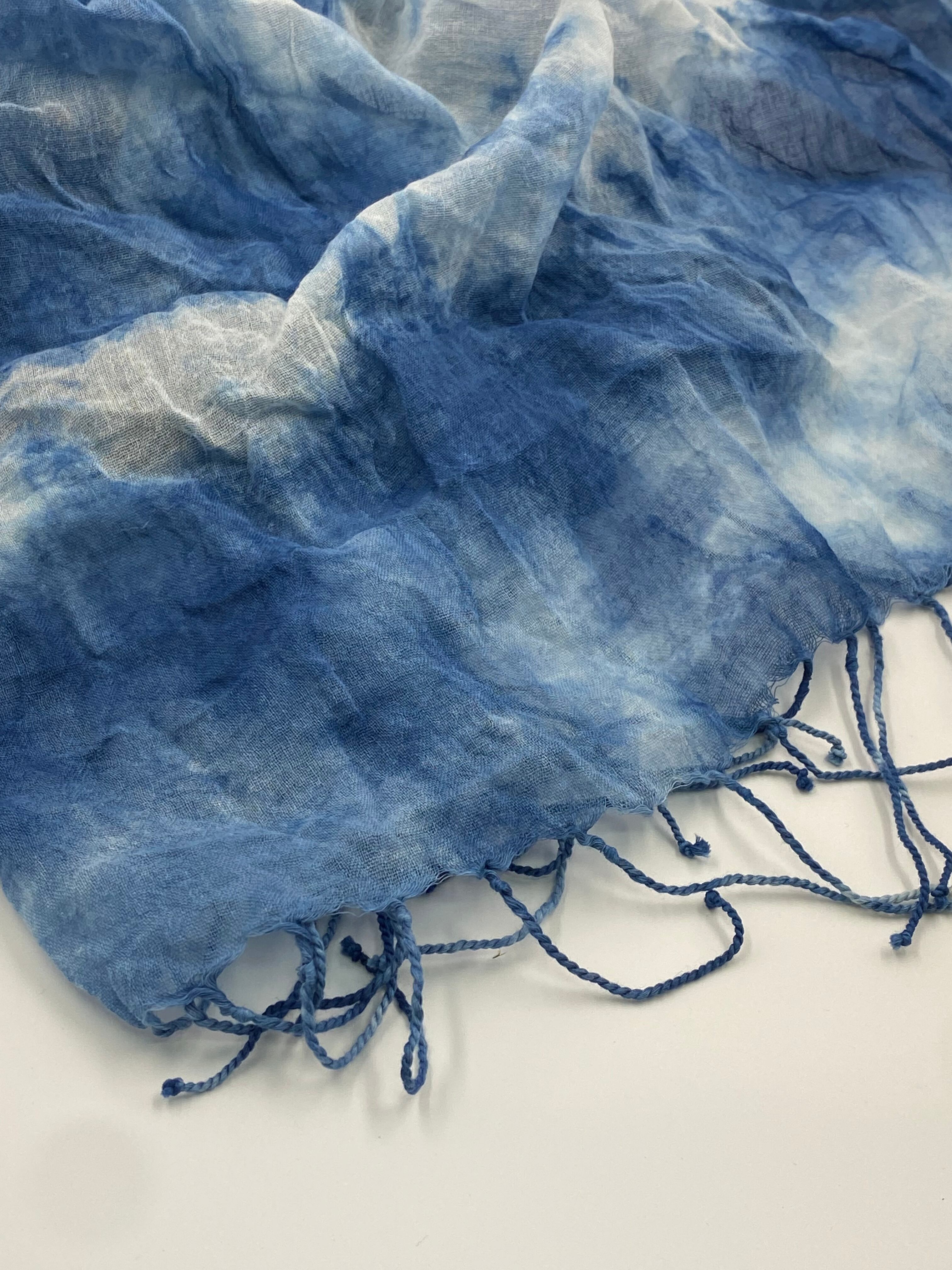 綿大判 スカーフ 絞り | 黒羽藍染紺屋