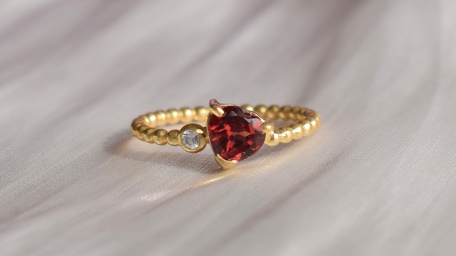 ＊1点もの＊Garnet tubutubu ring / Moon 《silver925+14KGP》