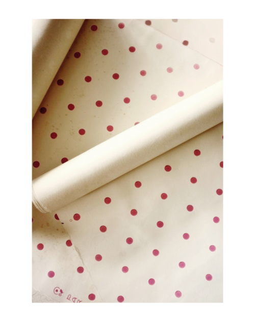 1900s フランス ハンドスタンプ Parisと古薔薇とドットと壁紙 ウォールペーパー アンティーク