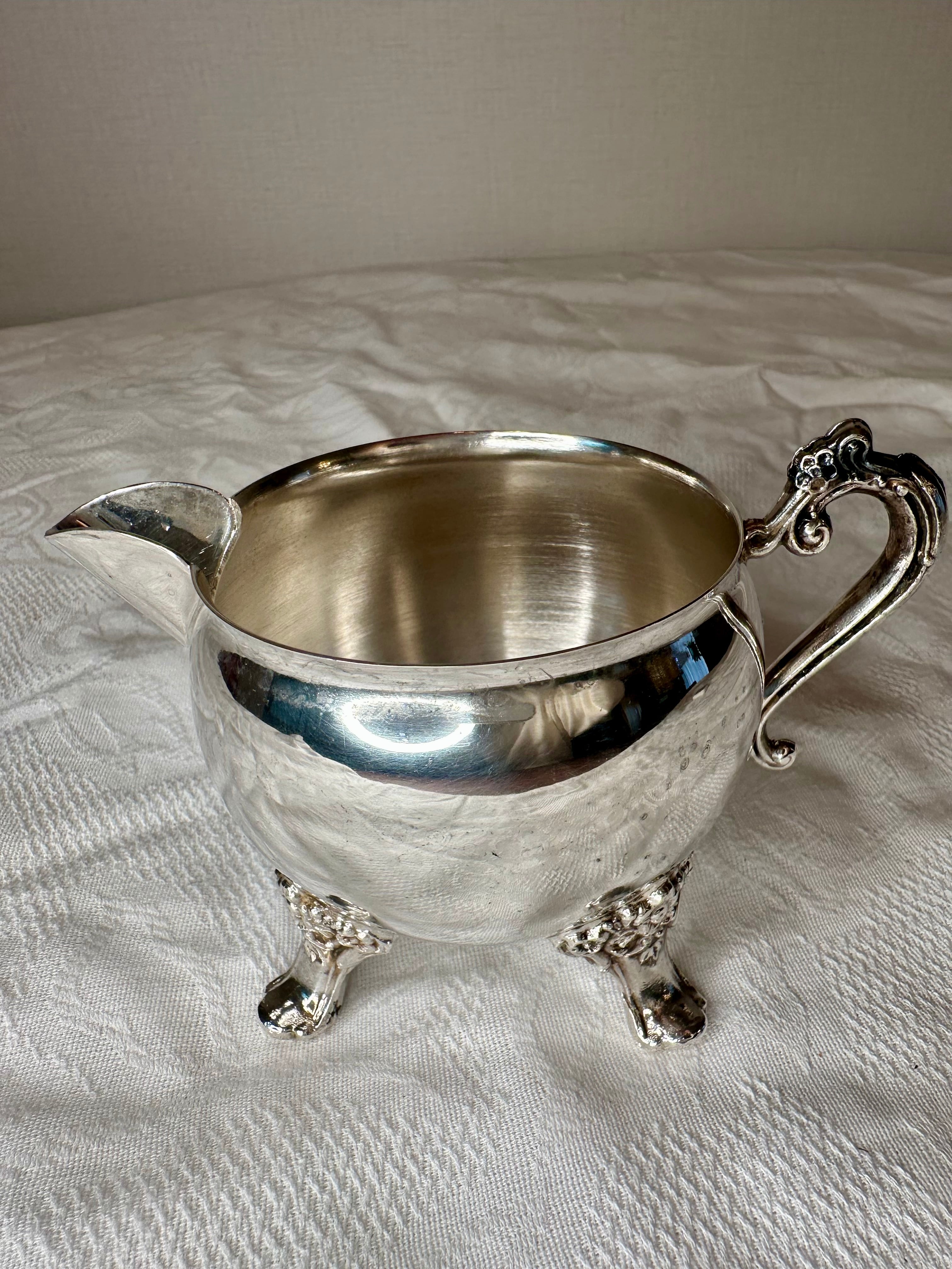 フランス アンティーク メタル銀メッキのシュガーポット シルバー