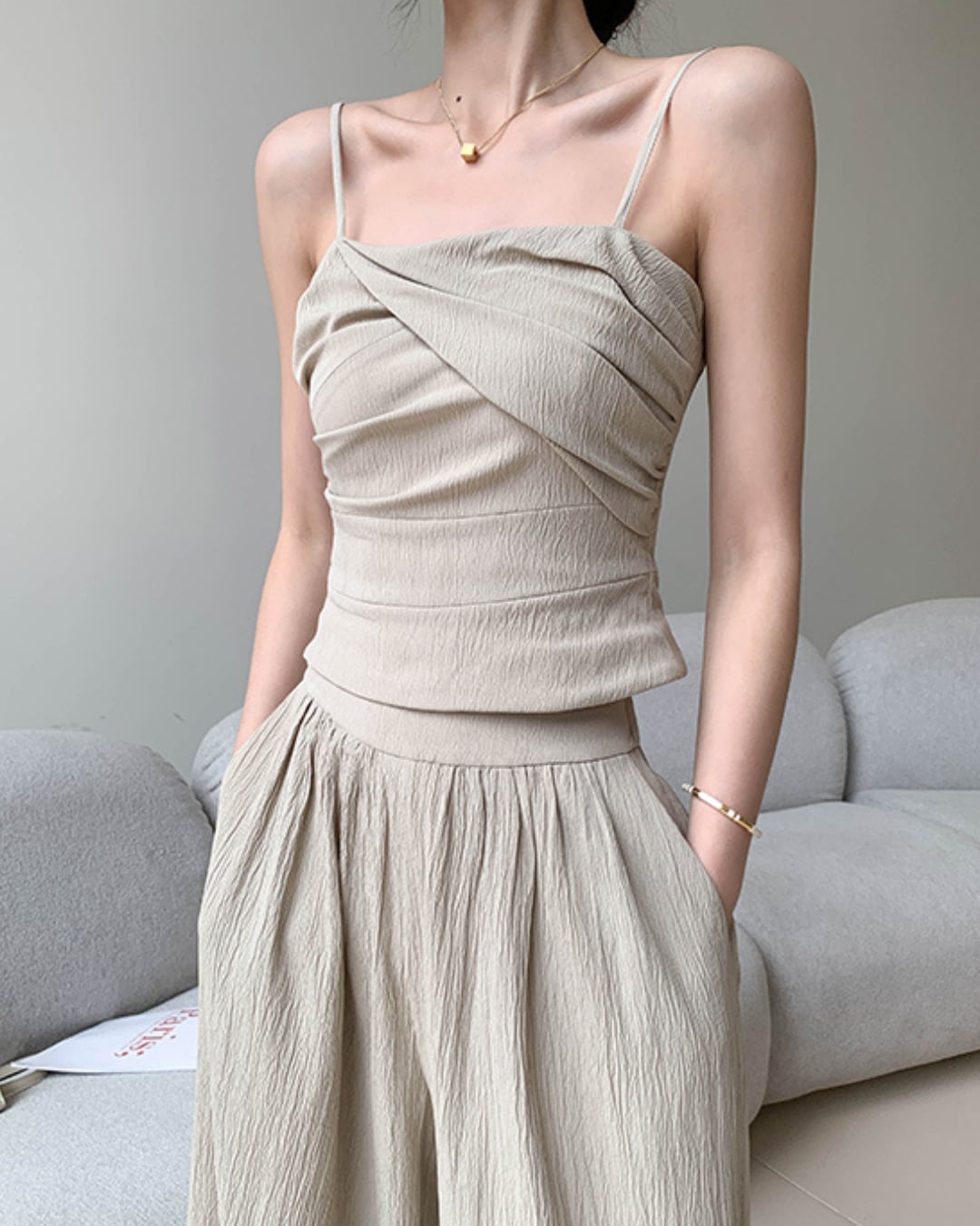 ドレープキャミ+ワイドパンツセットアップ S25193