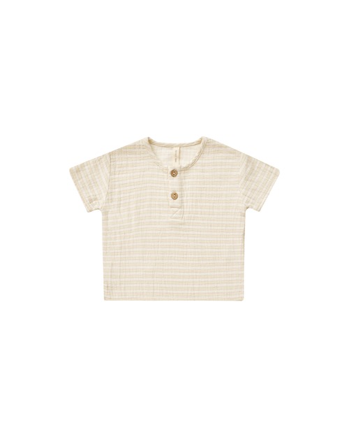 Quincy Mae(クインシーメイ) / 24ss HENLEY TOP / LEMON-STRIPE / 12-18M・18-24M・2-3Y・4-5Y