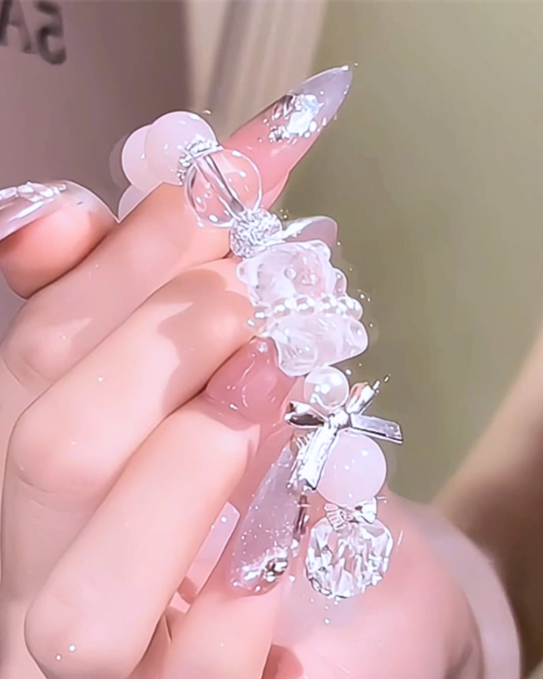 泣きたい夜を抱きしめる|小熊とリボンのブレスレット❤︎B455