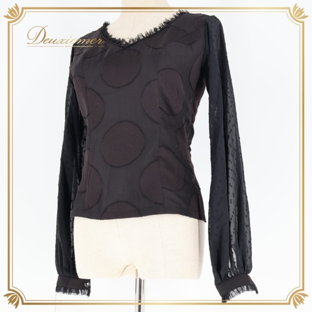 フラメンコ 衣装 ソニアジョーンズ SONIA JOHNES トップス ブラウス 黒 長袖 ダンス パーティ 発表会 水玉 ドット ブラック系 フェミニン モダン スタイリッシュ おしゃれ かわいい フォーマル レディース 高級感