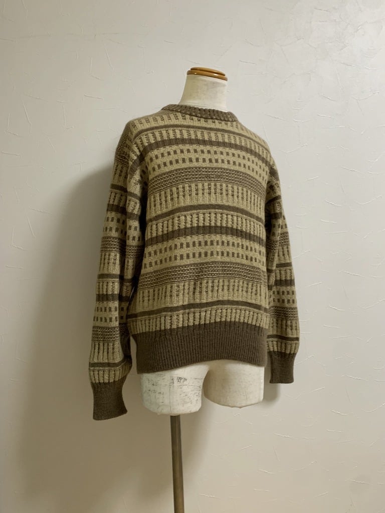 1980's Bi-Color Knitting Design Crew Neck Sweater "LANVIN"