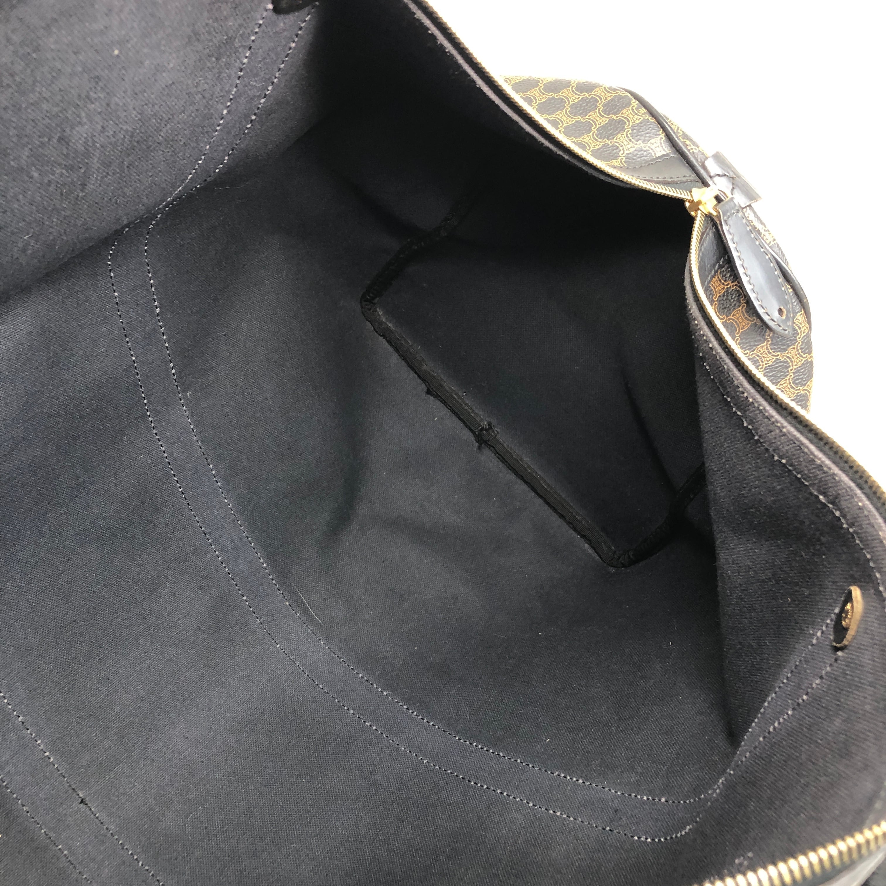 CELINE セリーヌ マカダム ボストンバッグ ブラック ブラゾン型押し