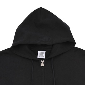 【VETEMENTS】LEATHER BIKER CROSS ZIP-UP HOODIE