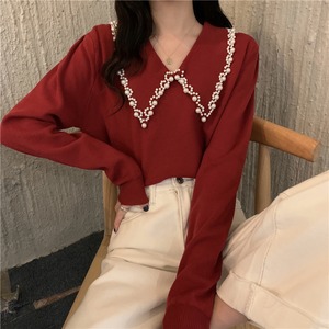 【MumuIns 】 新作大人気女性魅力パール付きセーター　A0586