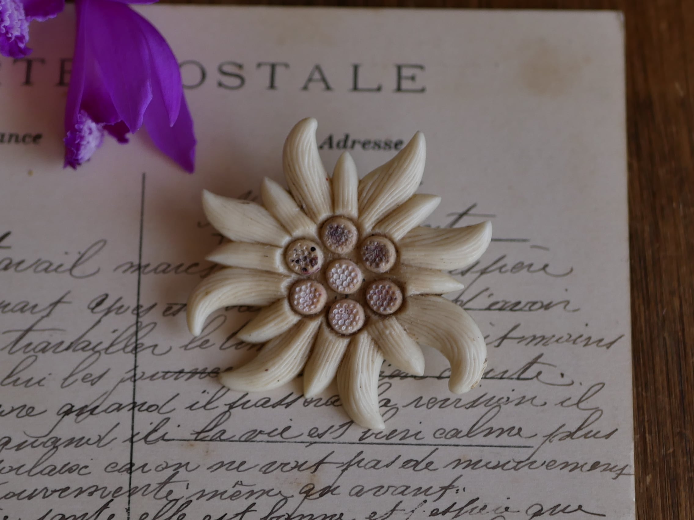 フランス アンティーク 10金枠？アルテミス ブローチ兼トップ