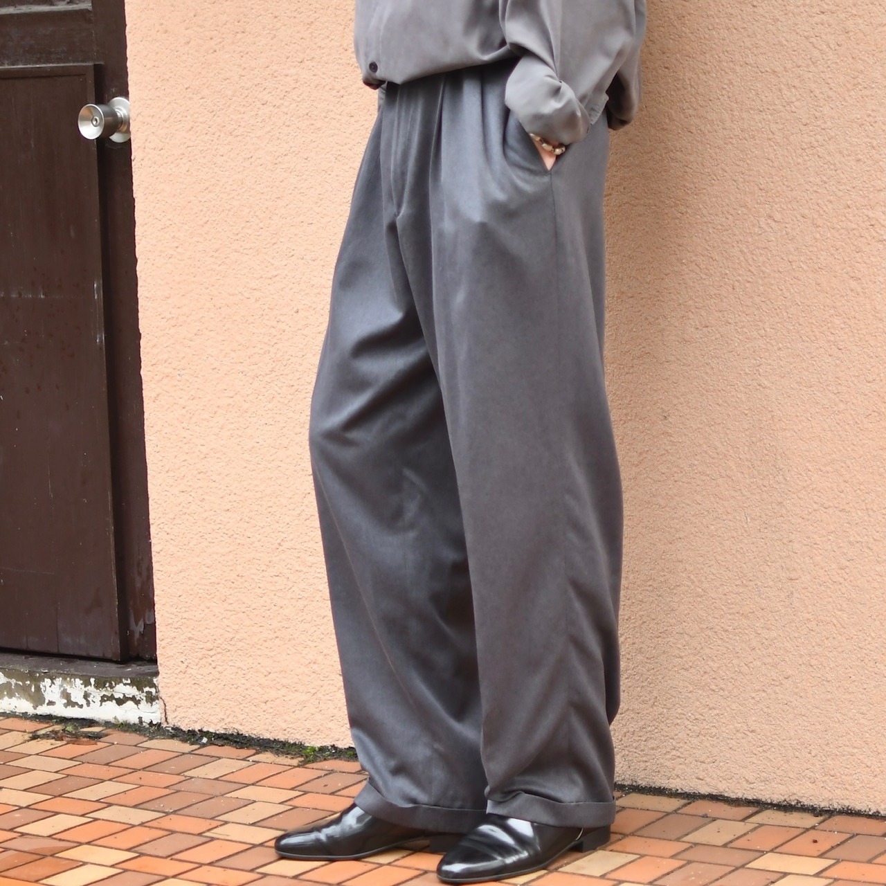 SAVANE "杢調" 2tuck slacks gray