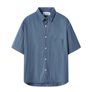 ドライシルク風ニュアンスカラー半袖シャツ　0738